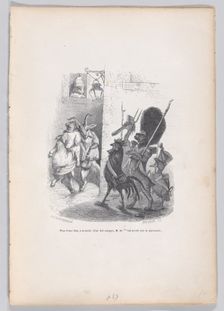 More than once, while leaving the masked ball Mr. de *** was arrested by the patrol..., ca. 1837-47. Creator: Louis-Henri Brevière