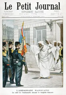 Moroccan Embassy, The chief ambassador saluting the French flag, 1901