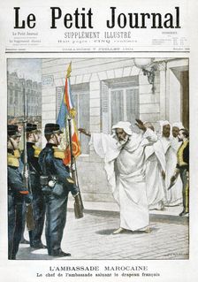 Moroccan Embassy, The chief ambassador saluting the French flag, 1901