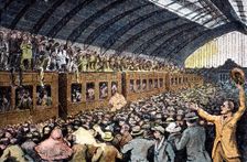 Morocco's War (1909-1913), the people of Madrid says goodbye to the regiment of Savoy, drawing of…