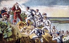 Morocco's War (1909-1913), combat and occupation of the Atalayon, drawing of the time