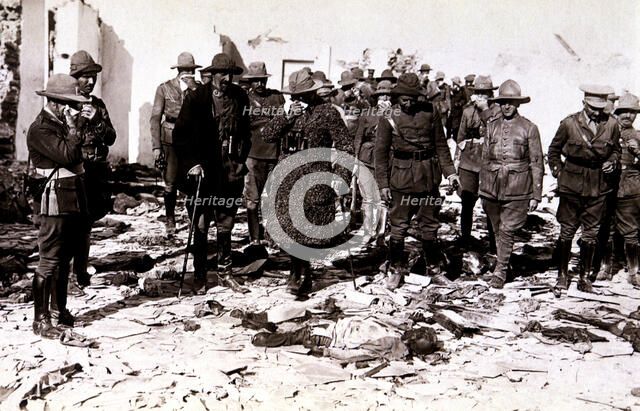 Morocco Campaign, disaster of Annual (Anoual), July 1921, officers before the bodies of the Spani…