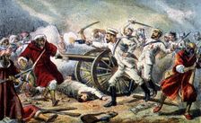 Morocco's War (1909-1913), combat defending the cannons, drawing from the time