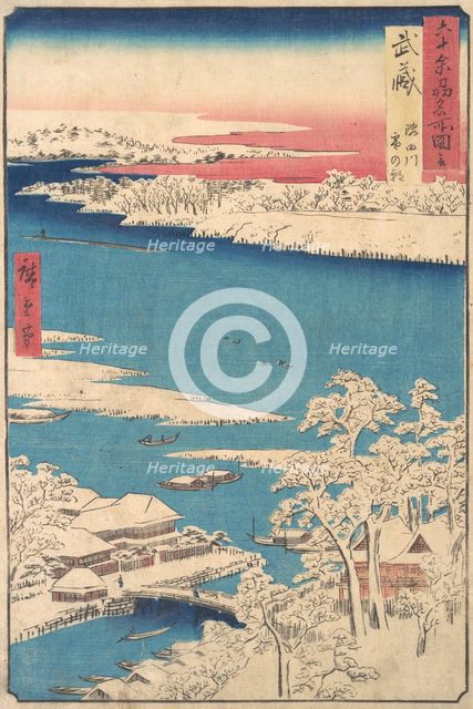 Morning after a Snowfall, the Sumida River, Musashi Province , from the series Views o..., ca. 1853. Creator: Ando Hiroshige.