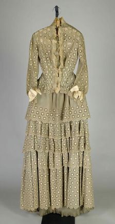 Morning dress, French, ca. 1880. Creators: House of Worth, Charles Frederick Worth