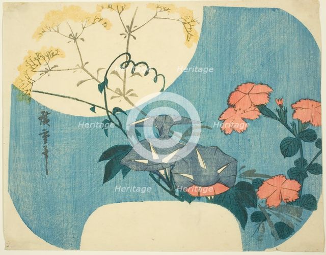 Morning Glories, Pinks, and Maiden Flower, from the series "Seven Autumn Flowers in..., 1830/44. Creator: Ando Hiroshige.