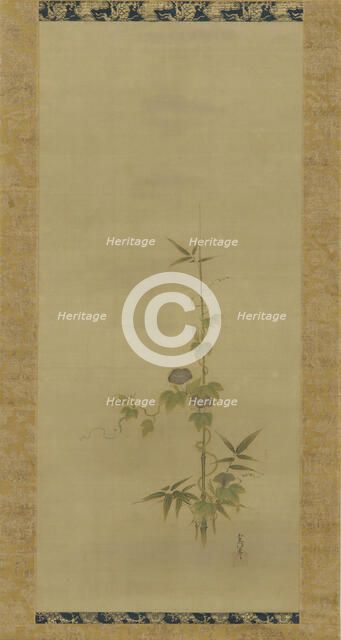 Morning glory and bamboo (part of a set), Edo period, mid 17th-early 18th century. Creator: Kanô Yôboku Tsunenobu.
