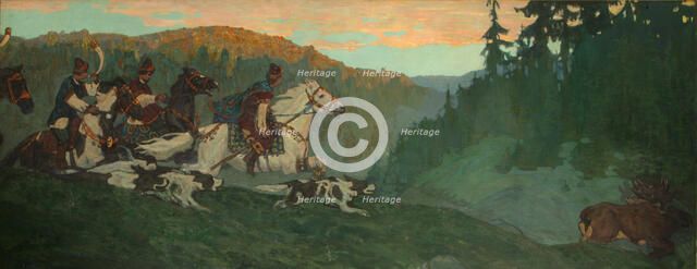 Morning Hunt of Grand Prince, 1901. Artist: Roerich, Nicholas (1874-1947)