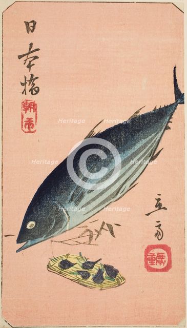 Morning Market at Nihon Bridge (Nihonbashi, asaichi), section of a sheet from the series "..., 1852. Creator: Ando Hiroshige.