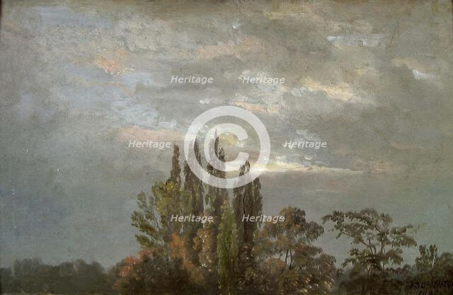 Morning Mist over Poplars, 1822. Creator: Johan Christian Dahl.