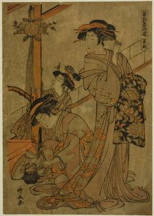 Morning of Iris, from the series "Five Festivals in the Pleasure Quarters (Hanakuruwa...", c. 1779. Creator: Torii Kiyonaga