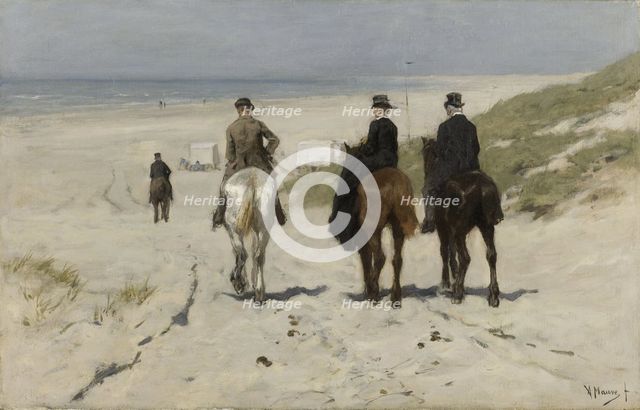Morning Ride along the Beach, 1876. Creator: Mauve, Anton (1838-1888).
