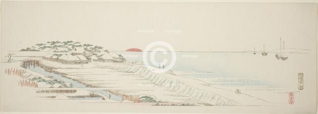 Morning Snow at Susaki (Susaki yuki no asa), from the series "Thirteen Views of the..., c. 1837/44. Creator: Ando Hiroshige.