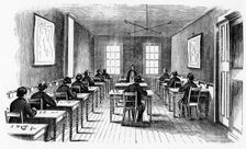 Morse telegraph operating room, Cincinnati, Ohio, USA, 1859. Creator: Unknown