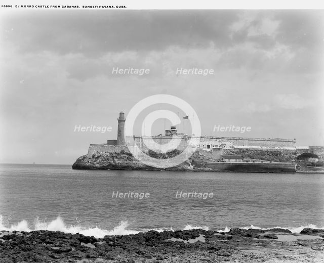 Morro Castle from Cabanas (Sunset), Havana, Cuba, El, between 1880 and 1901. Creator: Unknown.