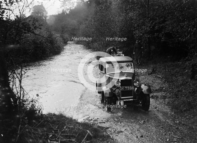 Morris Major of A Negal competing in the JCC Lynton Trial, 1932. Artist: Bill Brunell.