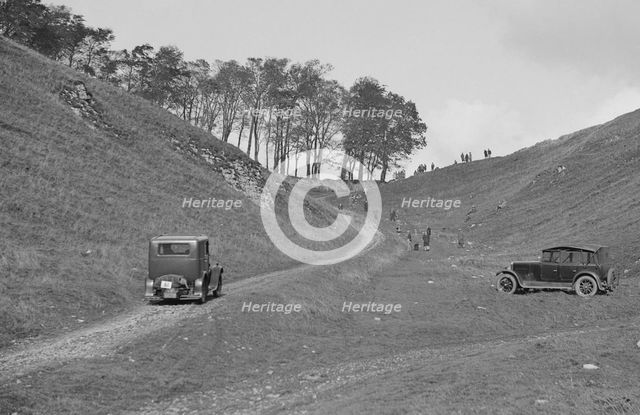 Morris Minor of A Harper competing in the MCC Sporting Trial, Litton Slack, Derbyshire, 1930. Artist: Bill Brunell.