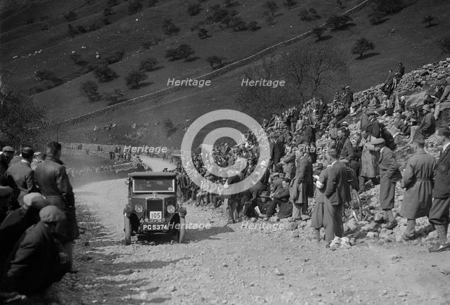 Morris Minor of FWJ Bolton competing in the MCC Edinburgh Trial, Park Rash, Yorkshire Dales, 1930. Artist: Bill Brunell.