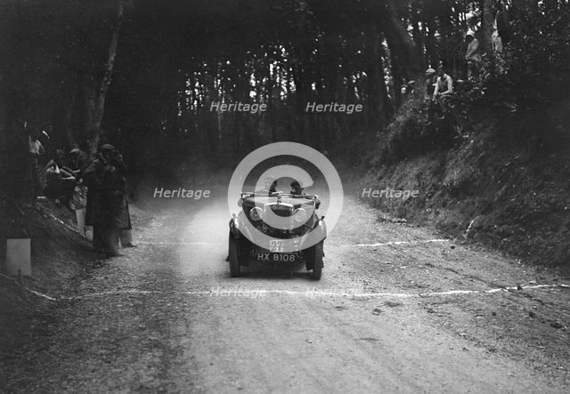 Morris Minor of JWP Bolton taking part in a motoring trial, c1930s. Artist: Bill Brunell.