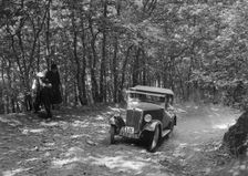 Morris Minor competing in the B&HMC Brighton-Beer Trial, Fingle Bridge Hill, Devon, 1934. Artist: Bill Brunell