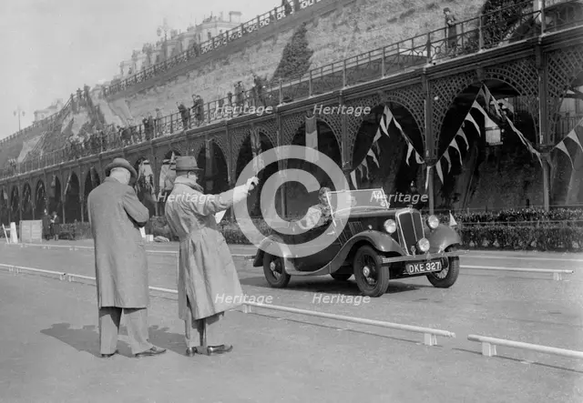 Morris open 2-seater of MC Browning on Madeira Drive, Brighton, RAC Rally, 1939. Artist: Bill Brunell.