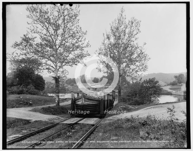 Morris and Essex Canal at Waterloo, N.J., boat ascending plane, c1900. Creator: Unknown.
