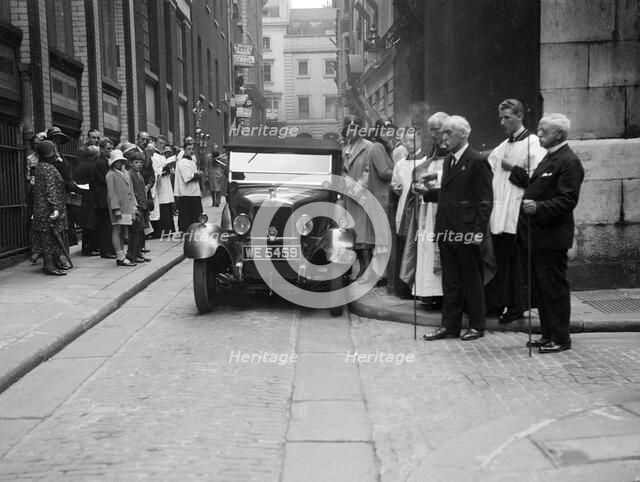 Morris Cowley at a motor vehicle blessing ceremony. Artist: Bill Brunell.