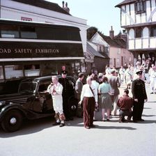 Morris dancers and policemen at a road safety exhibition, Essex, c1955. Creator: Arthur Charles Kirby Ware