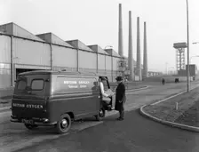 Morris J4 van at the Park Gate Iron and Steel Company, Rotherham, South Yorkshire, 1964. Creator: Michael Walters