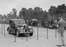 Morris saloon of RK Wellsteed competing in the South Wales Auto Club Welsh Rally, 1937 Artist: Bill Brunell