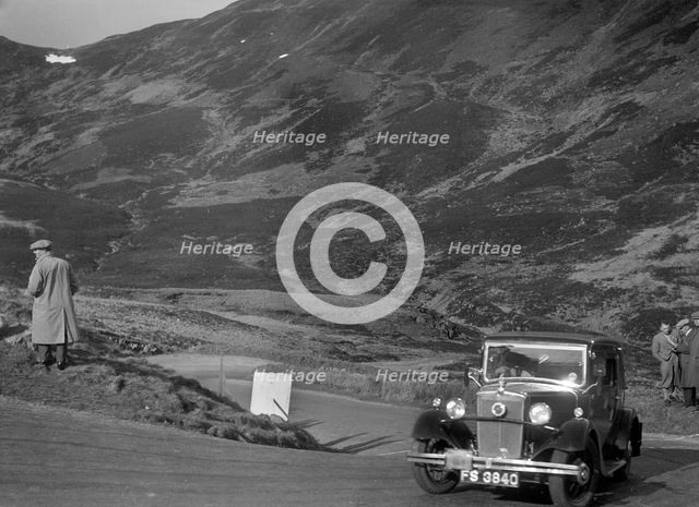 Morris Ten saloon of Miss JEB Richardson at the RSAC Scottish Rally, Devil's Elbow, Glenshee, 1934. Artist: Bill Brunell.