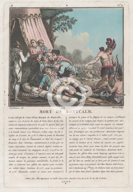 Mort de Montcalm [The Death of Montcalm at Quebec..., late 18th-early 19th century. Creator: Jean Baptiste Morret.