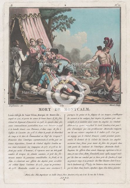 Mort de Montcalm [The Death of Montcalm at Quebec..., late 18th-early 19th century. Creator: Jean Baptiste Morret.