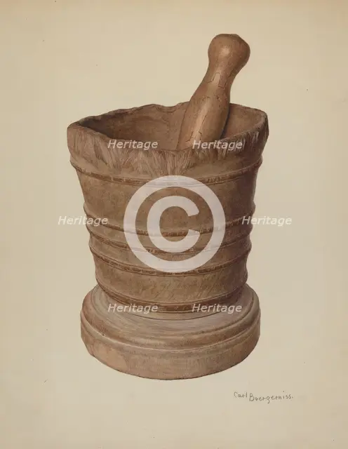 Mortar and Pestle, 1939. Creator: Carl Buergerniss.