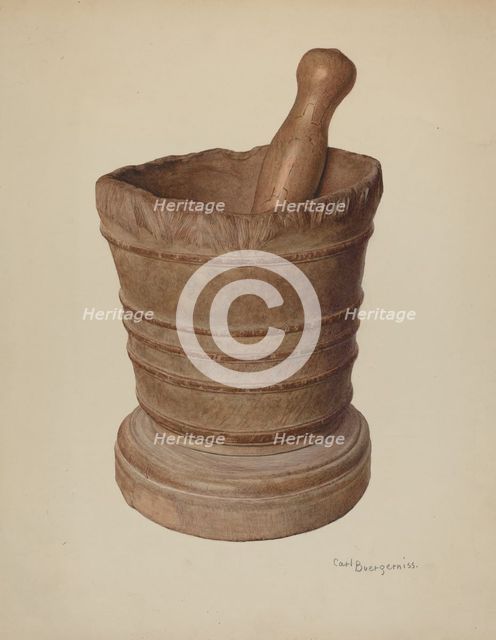 Mortar and Pestle, 1939. Creator: Carl Buergerniss.