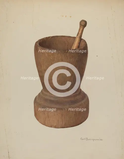 Mortar and Pestle, 1939. Creator: Carl Buergerniss.