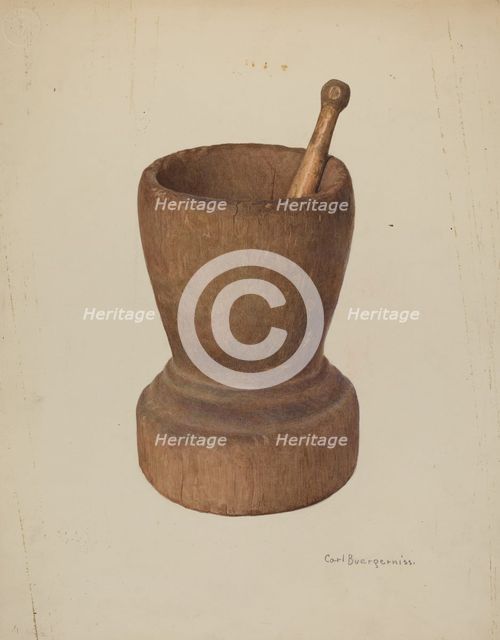 Mortar and Pestle, 1939. Creator: Carl Buergerniss.