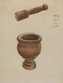 Mortar and Pestle, c. 1936. Creator: Ludmilla Calderon