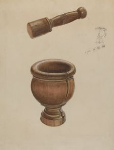 Mortar and Pestle, c. 1936. Creator: Ludmilla Calderon