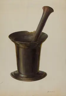 Mortar and Pestle, c. 1937. Creator: Gerald Transpota