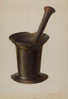 Mortar and Pestle, c. 1937. Creator: Gerald Transpota