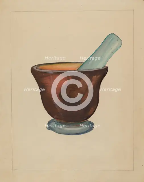 Mortar and Pestle, c. 1937. Creator: Eugene Barrell.
