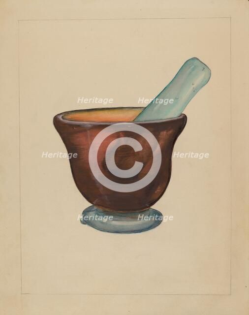 Mortar and Pestle, c. 1937. Creator: Eugene Barrell.