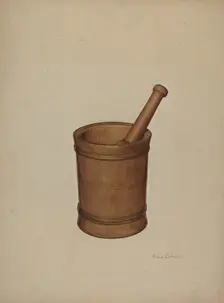 Mortar and Pestle, c. 1938. Creator: Anne Colman