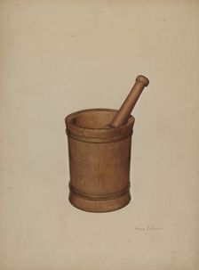 Mortar and Pestle, c. 1938. Creator: Anne Colman