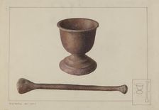 Mortar and Pestle, c. 1938. Creator: Ralph Morton