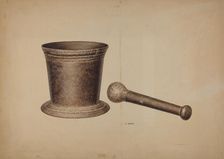 Mortar and Pestle, c. 1940. Creator: Edward Bashaw