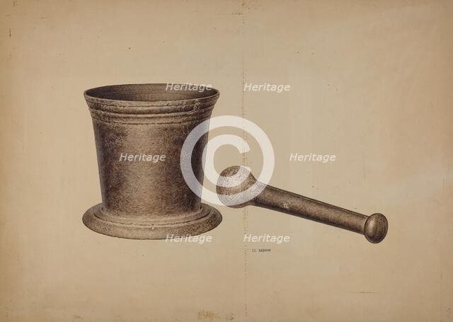 Mortar and Pestle, c. 1940. Creator: Edward Bashaw.