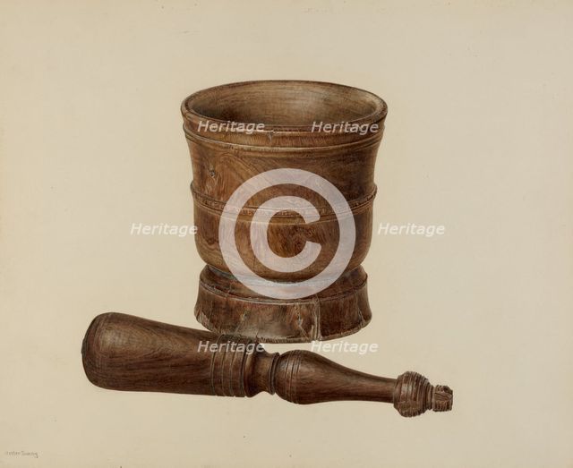 Mortar and Pestle, c. 1940. Creator: Hester Duany.