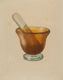 Mortar and Pestle, c. 1940. Creator: Isidore Steinberg